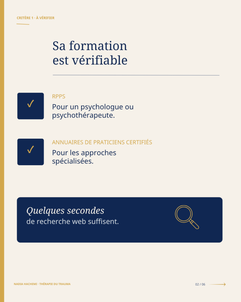 Comment choixir un bon therapeute pour un trauma psy - Nadia Hachemi-therapeute narm et somatic experience- spécialiste du traum